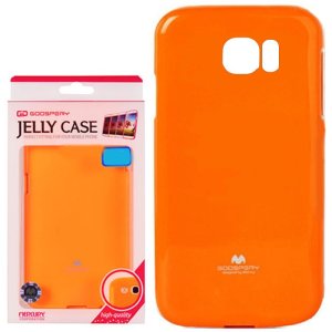 CUSTODIA GEL TPU SILICONE per SAMSUNG SM-G930 GALAXY S7 ARANCIONE FLUORESCENTE CON GLITTER ALTA QUALITA' MERCURY BLISTER