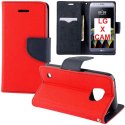 CUSTODIA FLIP ORIZZONTALE per LG X CAM (K580) CON INTERNO IN TPU SILICONE, STAND, PORTA CARTE E CHIUSURA MAGNETICA COLORE ROSSO