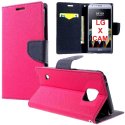 CUSTODIA FLIP ORIZZONTALE per LG X CAM (K580) CON INTERNO IN TPU SILICONE, STAND, PORTA CARTE E CHIUSURA MAGNETICA COLORE FUCSIA