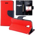 CUSTODIA FLIP ORIZZONTALE per LG X SCREEN CON INTERNO IN TPU SILICONE, STAND, PORTA CARTE E CHIUSURA MAGNETICA COLORE ROSSO