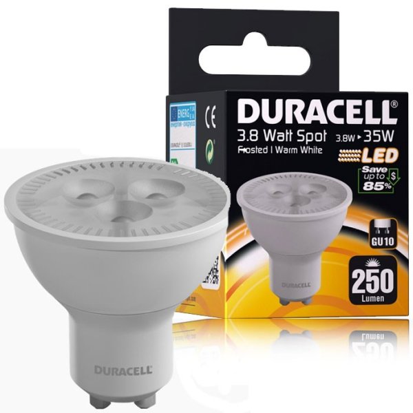 LAMPADINA A LED S11LEDDU ATTACCO GU10, POTENZA 3.8W, 3000° K, DURATA 25.000 ORE, 250LM, CLASSE ENERGETICA A+ DURACELL BLISTER