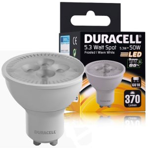 LAMPADINA A LED S13LEDDU ATTACCO GU10, POTENZA 5.3W, 3000° K, DURATA 25.000 ORE, 370LM, CLASSE ENERGETICA A+ DURACELL BLISTER