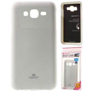 CUSTODIA GEL TPU SILICONE per SAMSUNG SM-J320 GALAXY J3 2016 COLORE BIANCO LUCIDO CON GLITTER ALTA QUALITA' MERCURY BLISTER