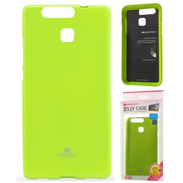 CUSTODIA GEL TPU SILICONE per HUAWEI P9 COLORE VERDE LUCIDO CON GLITTER ALTA QUALITA' MERCURY BLISTER