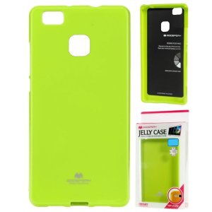 CUSTODIA per HUAWEI P9 LITE, G9 LITE IN GEL TPU SILICONE COLORE VERDE LUCIDO CON GLITTER ALTA QUALITA' MERCURY BLISTER