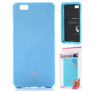 CUSTODIA GEL TPU SILICONE per HUAWEI P8 LITE COLORE AZZURRO LUCIDO CON GLITTER ALTA QUALITA' MERCURY BLISTER