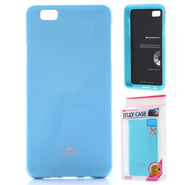 CUSTODIA GEL TPU SILICONE per HUAWEI P8 LITE COLORE AZZURRO LUCIDO CON GLITTER ALTA QUALITA' MERCURY BLISTER