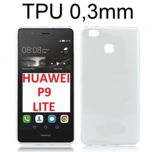 CUSTODIA per HUAWEI P9 LITE, G9 LITE IN GEL TPU SILICONE ULTRA SLIM 0,3mm COLORE NERO TRASPARENTE