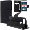 CUSTODIA FLIP ORIZZONTALE per HUAWEI P9 CON INTERNO IN TPU SILICONE, STAND, PORTA CARTE E CHIUSURA MAGNETICA COLORE NERO