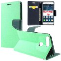 CUSTODIA FLIP ORIZZONTALE per HUAWEI P9 CON INTERNO IN TPU SILICONE, STAND, PORTA CARTE E CHIUSURA MAGNETICA COLORE VERDE ACQUA