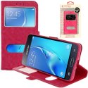 CUSTODIA per SAMSUNG SM-J105 GALAXY J1 MINI - FLIP ORIZZONTALE SIMILPELLE CON INTERNO IN TPU E DOPPIA FINESTRA ID COLORE ROSA