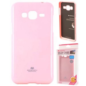 CUSTODIA GEL TPU SILICONE per SAMSUNG SM-J320 GALAXY J3 2016 COLORE ROSA LUCIDO CON GLITTER ALTA QUALITA' MERCURY BLISTER