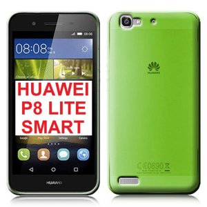 CUSTODIA GEL TPU SILICONE per HUAWEI P8 LITE SMART, GR3, ENJOY 5S COLORE VERDE TRASPARENTE