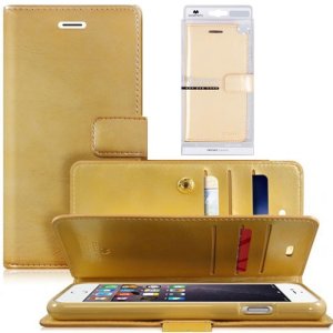 CUSTODIA FLIP ORIZZONTALE A PORTAFOGLIO per APPLE IPHONE 6S 4.7" CON INTERNO IN TPU E PORTA CARTE ORO ALTA QUALITA' MANSOOR