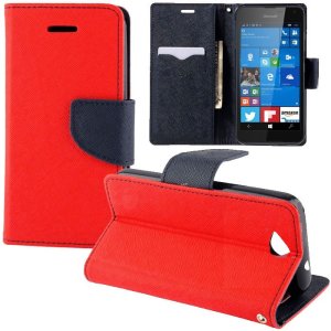 CUSTODIA FLIP ORIZZONTALE per MICROSOFT LUMIA 650 CON INTERNO IN TPU, STAND E CHIUSURA MAGNETICA COLORE ROSSO