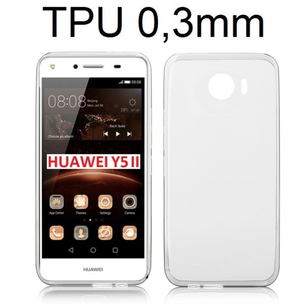 CUSTODIA GEL TPU SILICONE ULTRA SLIM 0,3mm TRASPARENTE per HUAWEI Y5 II, Y6 II COMPACT