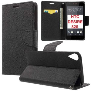 CUSTODIA FLIP ORIZZONTALE per HTC DESIRE 825 CON INTERNO IN TPU, STAND, TASCHE PORTA CARTE E CHIUSURA MAGNETICA COLORE NERO