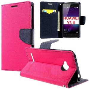 CUSTODIA per HUAWEI Y3 II, Y3 PRO, Y3 II PRO - FLIP ORIZZONTALE CON INTERNO IN TPU, STAND E CHIUSURA MAGNETICA COLORE FUCSIA