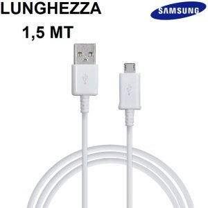 CAVO MICRO USB ORIGINALE SAMSUNG ECB-DU4EWE - LUNGHEZZA 1.5 MT COLORE BIANCO BULK