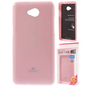 CUSTODIA per MICROSOFT LUMIA 650 IN GEL TPU SILICONE COLORE ROSA LUCIDO CON GLITTER ALTA QUALITA' MERCURY BLISTER