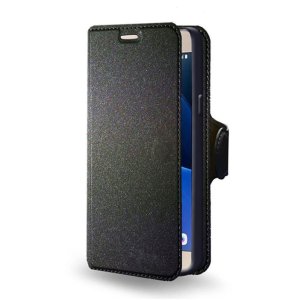 CUSTODIA FLIP ORIZZONTALE SIMILPELLE per SAMSUNG SM-J210 GALAXY J2 (2016) CON INTERNO IN TPU, STAND E PORTA CARTE COLORE NERO