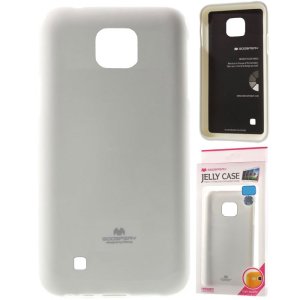 CUSTODIA GEL TPU SILICONE per LG X CAM (K580) COLORE BIANCO LUCIDO CON GLITTER ALTA QUALITA' MERCURY BLISTER