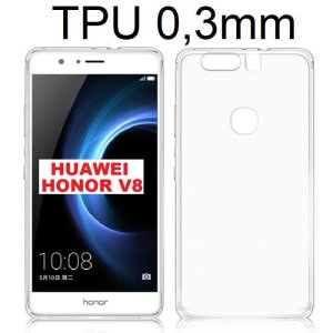 CUSTODIA GEL TPU SILICONE ULTRA SLIM 0,3mm TRASPARENTE per HUAWEI HONOR V8