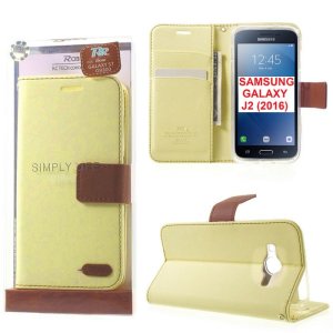 CUSTODIA FLIP ORIZZONTALE per SAMSUNG SM-J210 GALAXY J2 (2016) CON INTERNO IN TPU E STAND COLORE AVORIO ALTA QUALITA' ROAR