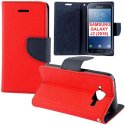 CUSTODIA FLIP ORIZZONTALE per SAMSUNG SM-J210 GALAXY J2 (2016) CON INTERNO IN TPU SILICONE, STAND E PORTA CARTE COLORE ROSSO