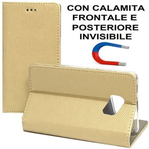 CUSTODIA FLIP ORIZZONTALE per SAMSUNG SM-G930 GALAXY S7 con CHIUSURA MAGNETICA INVISIBILE E INTERNO IN TPU SILICONE ORO