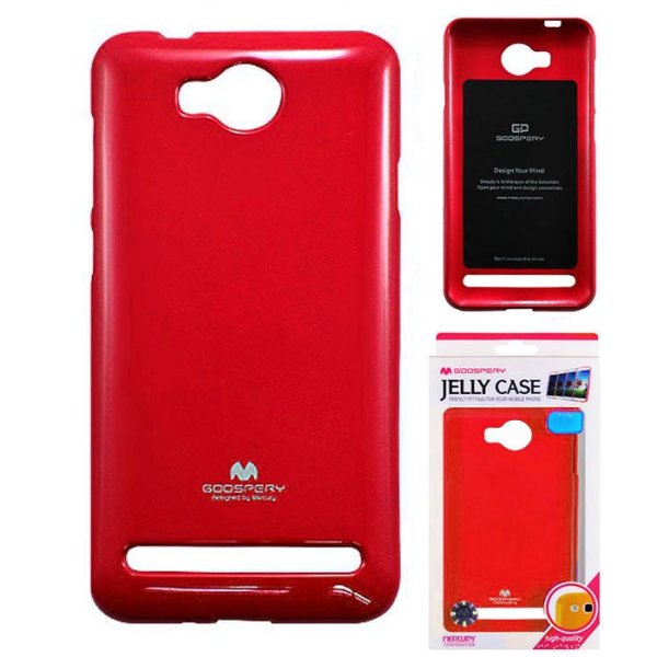 CUSTODIA per HUAWEI Y3 II, Y3 PRO, Y3 II PRO IN GEL TPU SILICONE COLORE ROSSO LUCIDO CON GLITTER ALTA QUALITA' MERCURY BLISTER