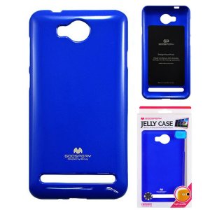 CUSTODIA per HUAWEI Y3 II, Y3 PRO, Y3 II PRO IN GEL TPU SILICONE COLORE BLU LUCIDO CON GLITTER ALTA QUALITA' MERCURY BLISTER