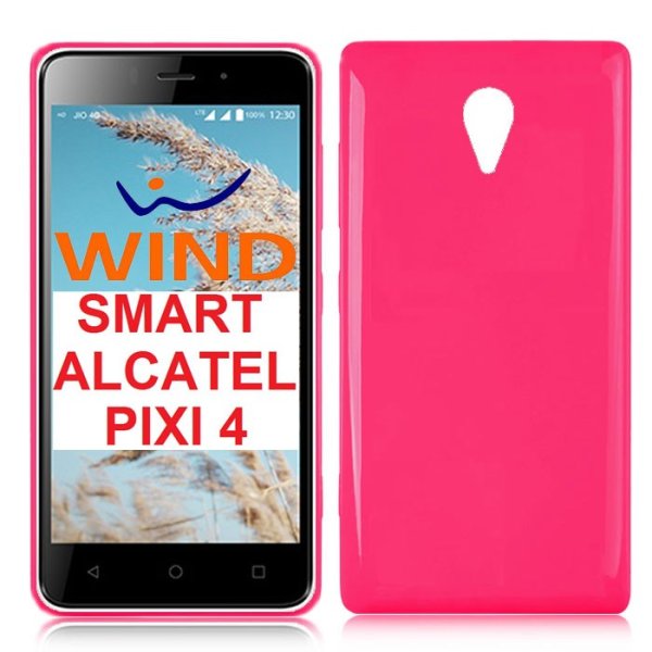 CUSTODIA per TIM SMART, WIND SMART, VODAFONE SMART TURBO 7 (VFD500), ALCATEL OT-5045X IN GEL TPU SILICONE LUCIDA COLORE FUCSIA