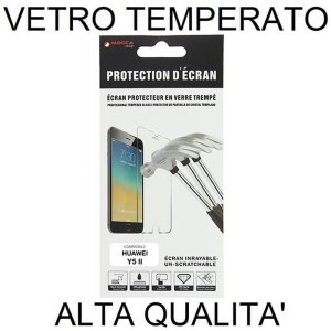 PELLICOLA PROTEGGI DISPLAY VETRO TEMPERATO 0,33mm per HUAWEI Y5 II, Y6 II COMPACT ALTA QUALITA' MOCCA BLISTER