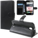 CUSTODIA FLIP ORIZZONTALE SIMILPELLE per ALCATEL ONE TOUCH POP 4 - 5" POLLICI CON INTERNO IN TPU, STAND E PORTA CARTE NERO