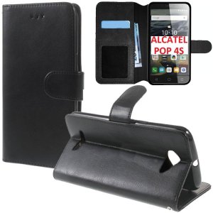 CUSTODIA FLIP ORIZZONTALE SIMILPELLE per ALCATEL ONE TOUCH POP 4S, 5095 - 5.5" POLLICI CON INTERNO IN TPU E STAND COLORE NERO