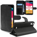 CUSTODIA FLIP ORIZZONTALE SIMILPELLE per WIKO RAINBOW JAM 4G CON INTERNO IN TPU SILICONE, STAND E PORTA CARTE COLORE NERO