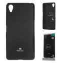 CUSTODIA GEL TPU SILICONE per SONY XPERIA E5, XPERIA E5 DUAL COLORE NERO LUCIDO CON GLITTER ALTA QUALITA' MERCURY BLISTER