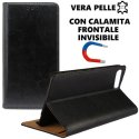 CUSTODIA FLIP ORIZZONTALE VERA PELLE per APPLE IPHONE 7 PLUS, IPHONE 8 PLUS CON CHIUSURA MAGNETICA INVISIBILE COLORE NERO