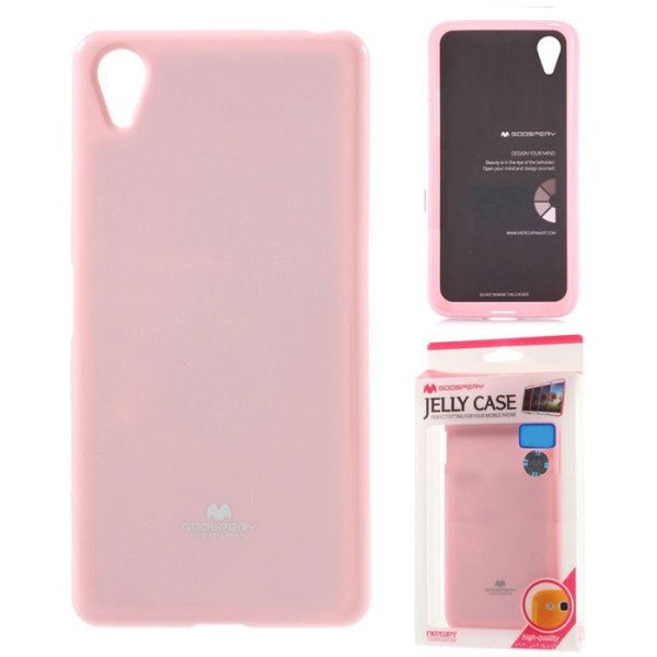 CUSTODIA GEL TPU SILICONE per SONY XPERIA E5, XPERIA E5 DUAL COLORE ROSA LUCIDO CON GLITTER ALTA QUALITA' MERCURY BLISTER