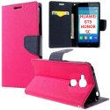 CUSTODIA FLIP ORIZZONTALE per HUAWEI GT3, HONOR 5C, HONOR 7 LITE CON INTERNO IN TPU SILICONE, STAND E PORTA CARTE COLORE FUCSIA