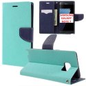 CUSTODIA FLIP ORIZZONTALE per SAMSUNG SM-N930 GALAXY NOTE 7 CON STAND, INTERNO IN TPU E PORTA CARTE COLORE VERDE ACQUA