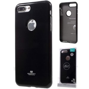 CUSTODIA GEL TPU SILICONE per APPLE IPHONE 7 PLUS, IPHONE 8 PLUS COLORE NERO LUCIDO ALTA QUALITA' MERCURY BLISTER