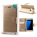 CUSTODIA FLIP ORIZZONTALE SIMILPELLE per SAMSUNG SM-G930 GALAXY S7 CON INTERNO IN TPU E STAND COLORE ORO BRAVO MERCURY