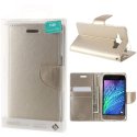 CUSTODIA FLIP ORIZZONTALE SIMILPELLE per SAMSUNG SM-J120 GALAXY J1 (2016) CON INTERNO IN TPU E STAND COLORE ORO BRAVO MERCURY