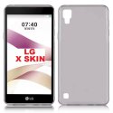 CUSTODIA GEL TPU SILICONE per LG X SKIN COLORE NERO TRASPARENTE