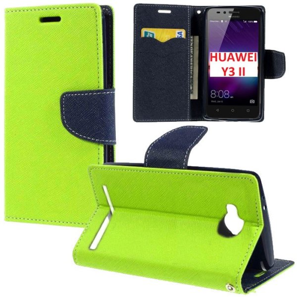 CUSTODIA per HUAWEI Y3 II, Y3 PRO, Y3 II PRO - FLIP ORIZZONTALE CON INTERNO IN TPU, STAND E CHIUSURA MAGNETICA COLORE VERDE