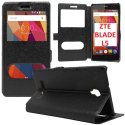 CUSTODIA FLIP ORIZZONTALE SLIM per ZTE BLADE L5 CON STAND, INTERNO IN TPU SILICONE E DOPPIA FINESTRA ID COLORE NERO