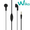 AURICOLARE STEREO con CONNETTORE JACK 3,5mm - TASTO GESTIONE CHIAMATA COLORE NERO ORIGINALE WIKO WK03 BULK