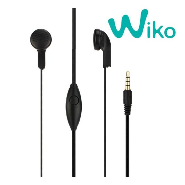 AURICOLARE STEREO con CONNETTORE JACK 3,5mm - TASTO GESTIONE CHIAMATA COLORE NERO ORIGINALE WIKO WK03 BULK